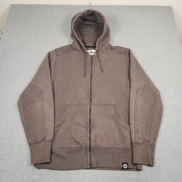 American Giant Hoodie Mens XL Brown Faded Gray Full Zip Heavyweight Made in USA